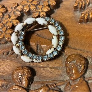 Elegant White and Blue Brooch